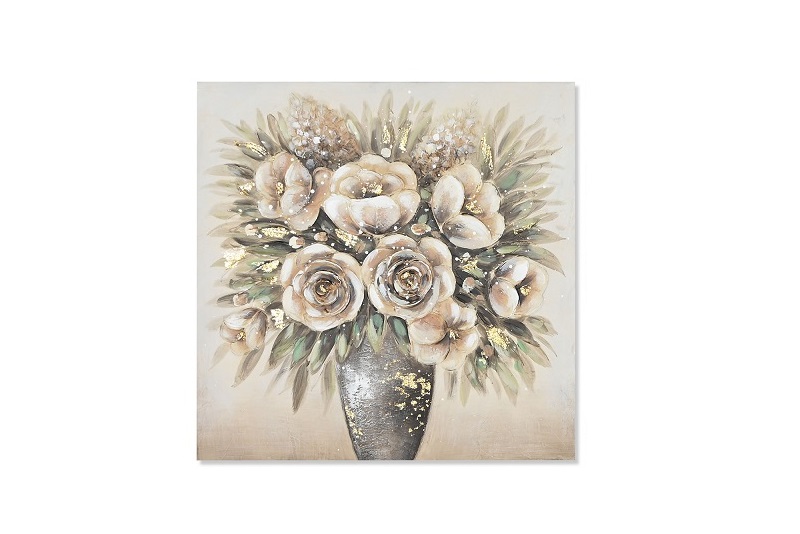CUADRO LIENZO 60X60CM FLORERO VERDE